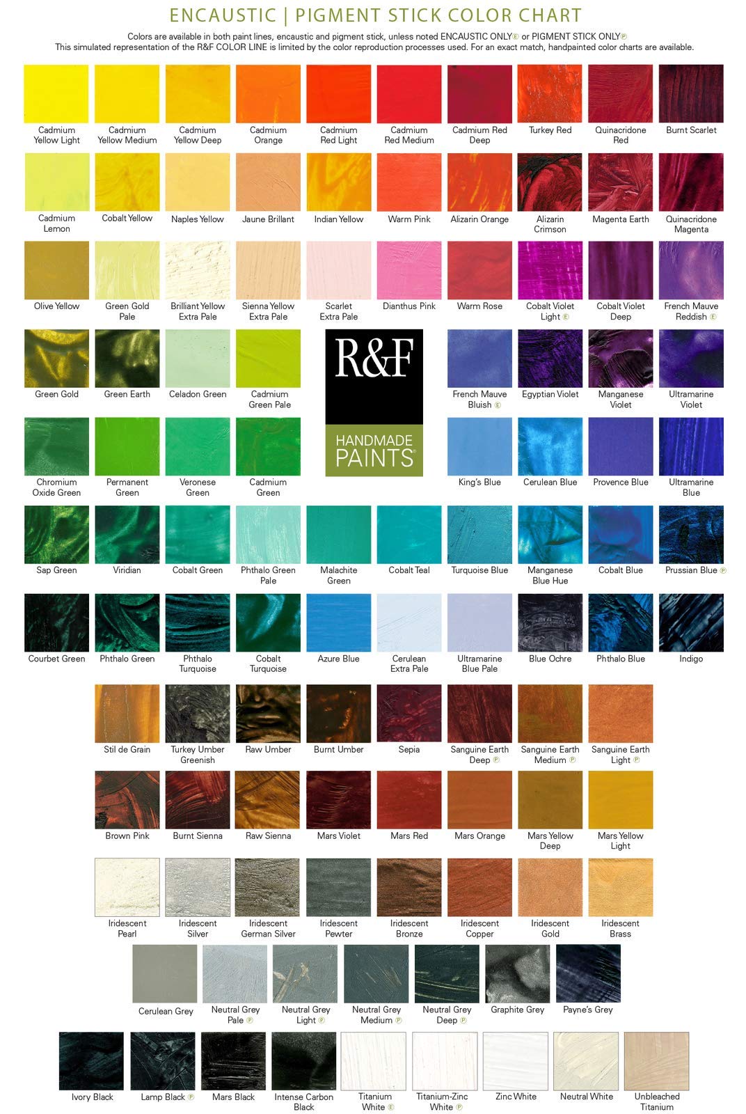 R&F Handmade Paints 2830 Oil Pigment Stick Set of 6 Colors Earth Tones