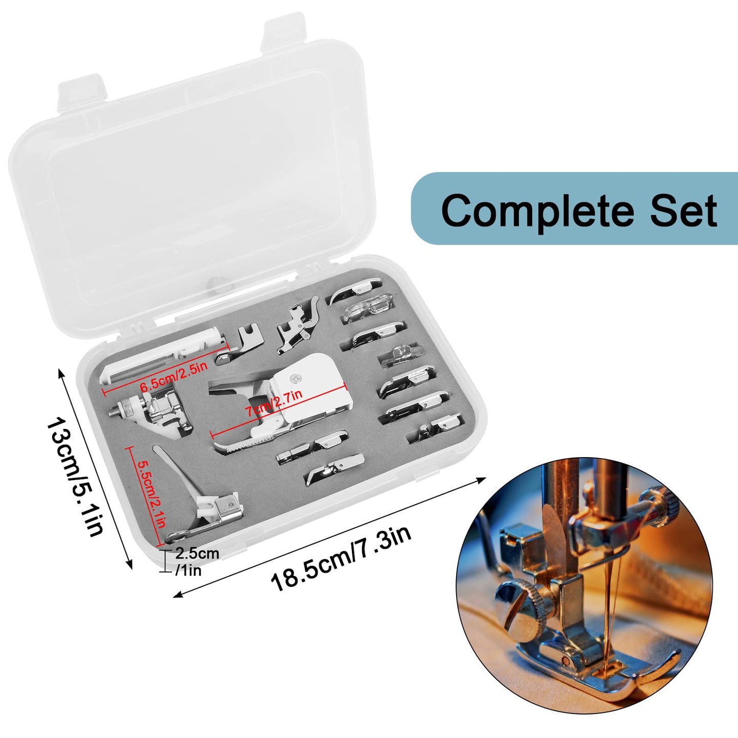 Universal 15 Piece Sewing Machine Presser Walking Feet Kit