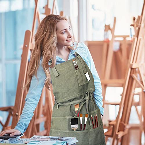 Adjustable Artist Apron with Pockets for Women Painter Canvas