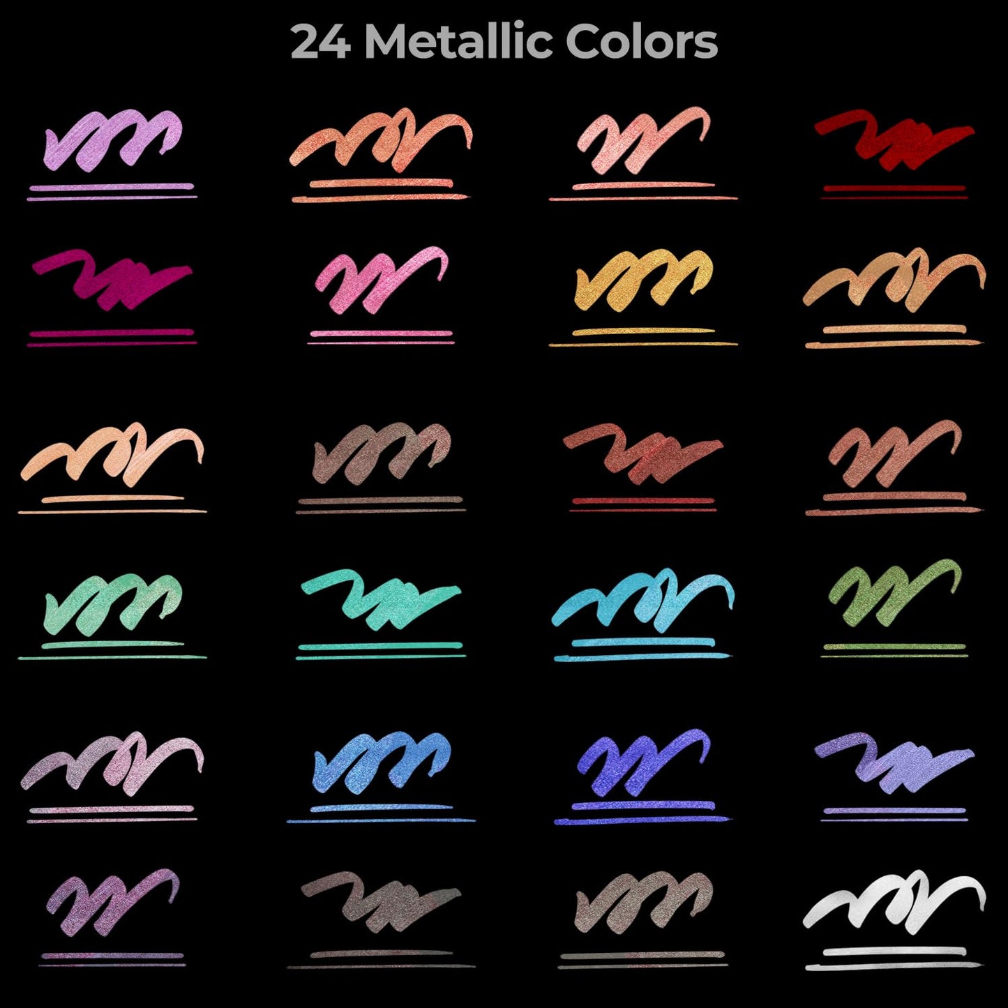 Ohuhu Metallic Marker Pens Dual Tips Brush Fine Point
