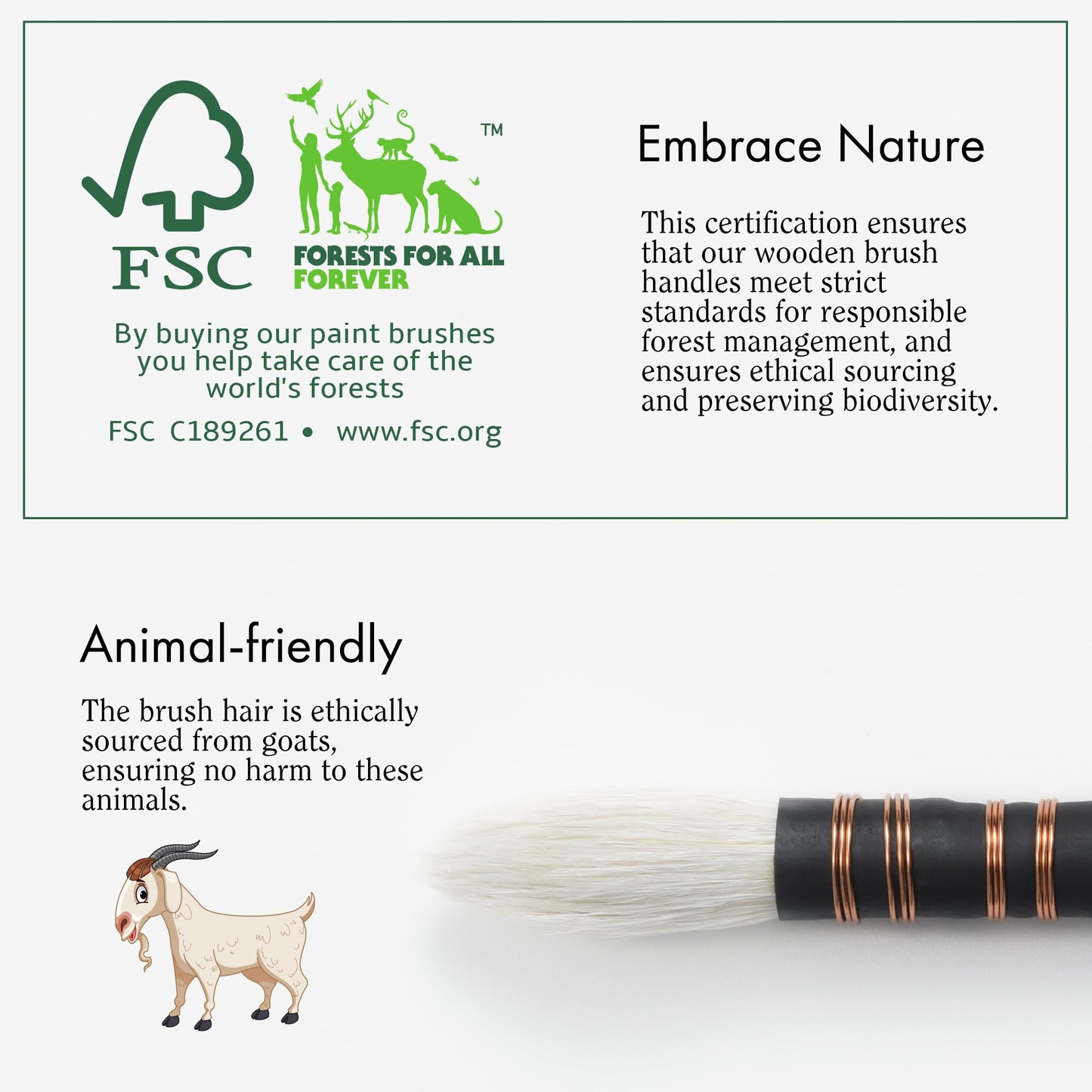 ARTIFY 5PCS Professional Natural Goat Hair Quill Watercolor Brushes
