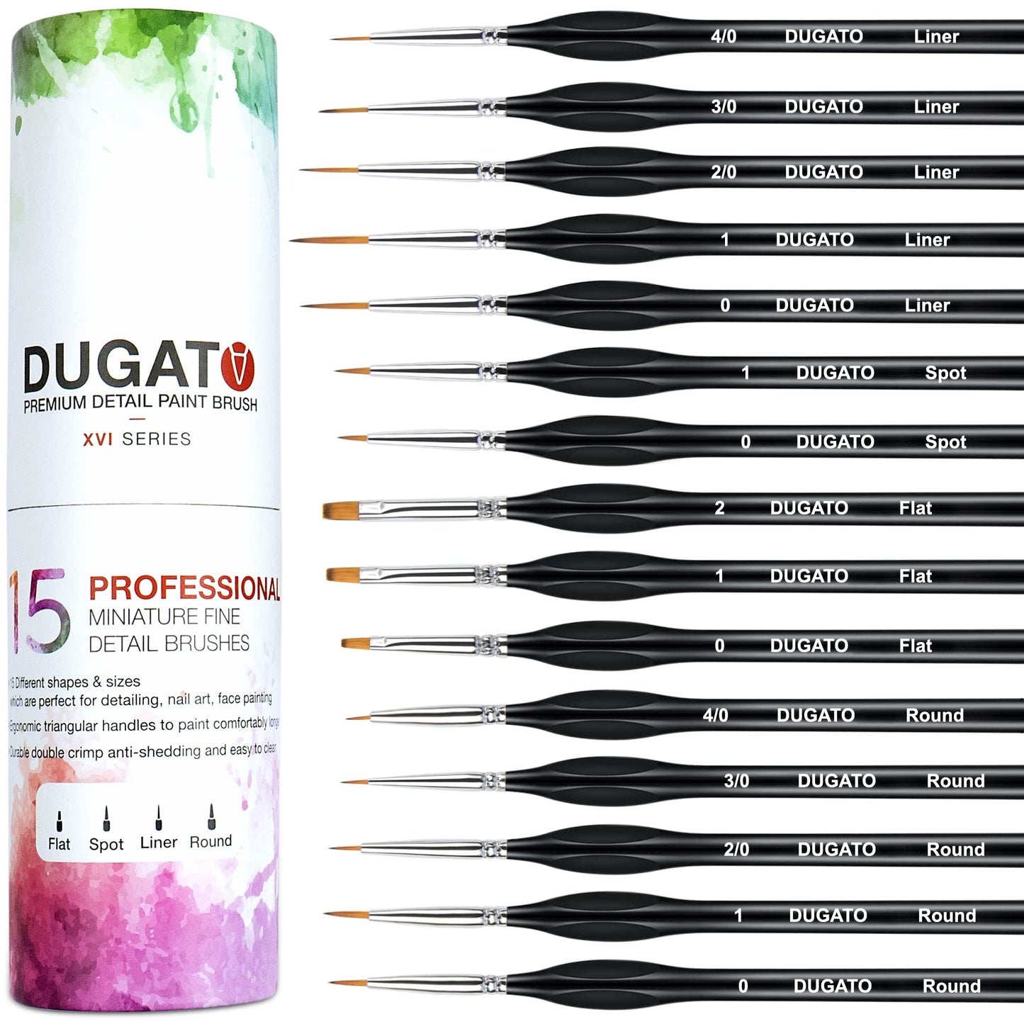Detail Paint Brush Set, 15pcs Fine Miniature Paint Brushes