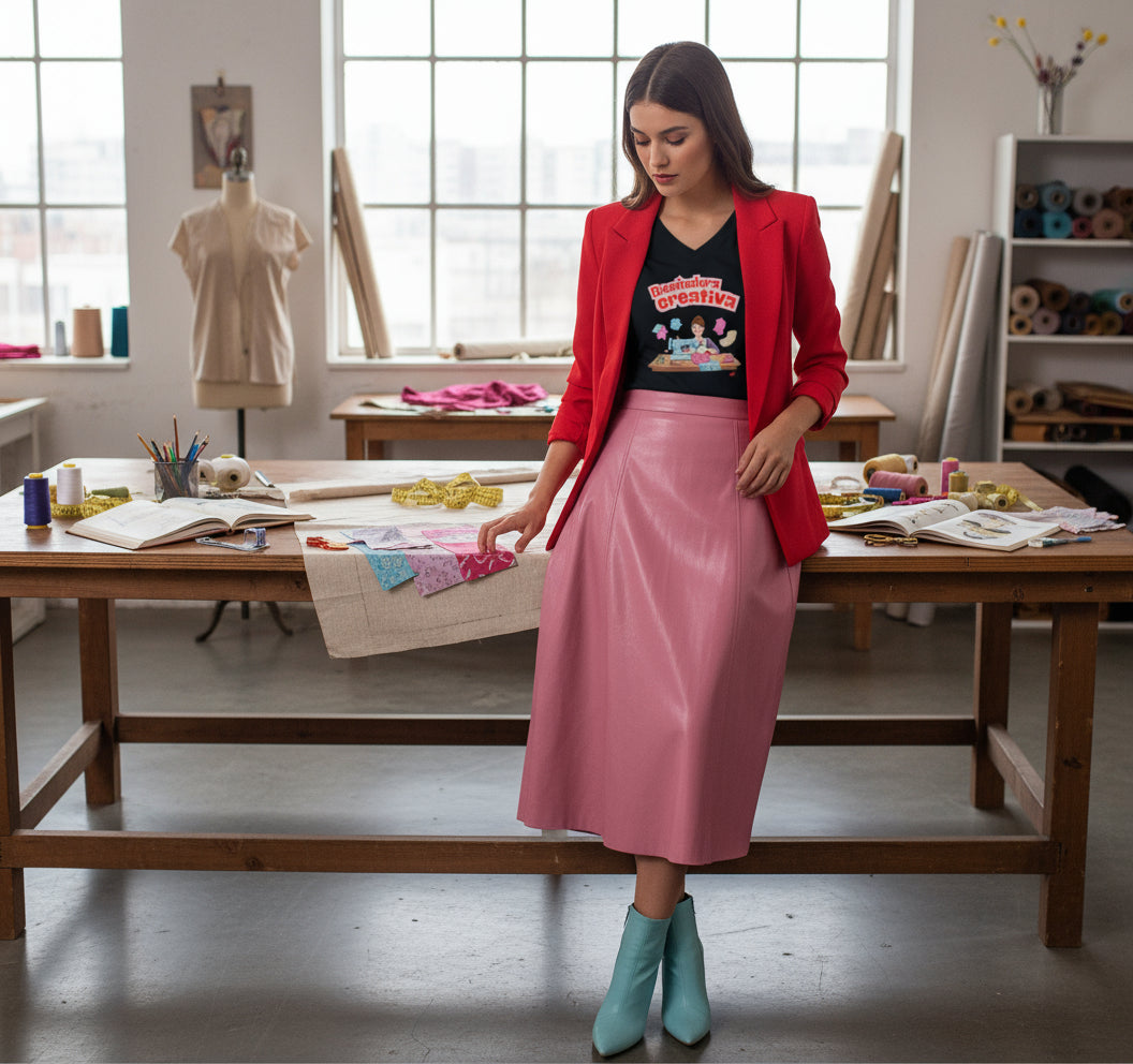 Womens Diseñadora Creativa V-Neck T-Shirt