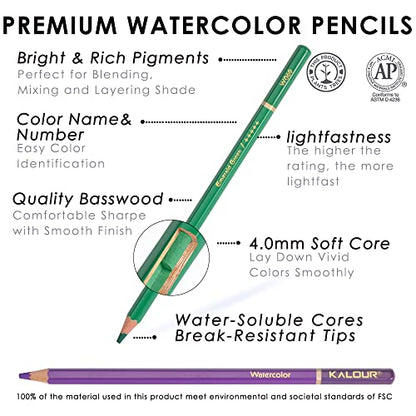 KALOUR Professional Watercolor Pencils, Set of 72 Colors