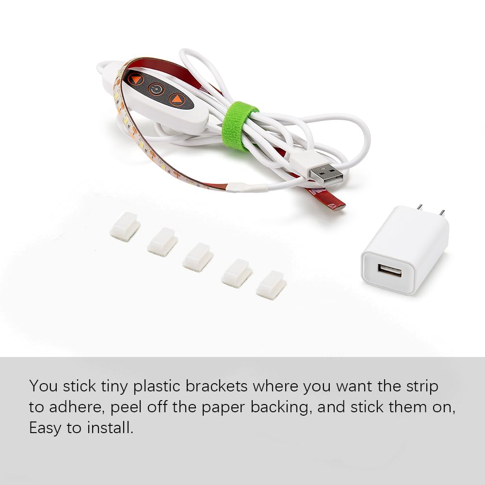 Tira de luz para máquina de coser, tira de luz LED adhesiva de 11.8 pulgadas, tira de luz decorativa regulable de varios niveles, lámpara de costura USB conectable, cable de alimentación de 5.6 pies, luz blanca fría