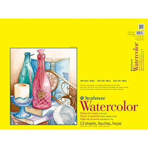 Strathmore 300 Series Watercolor Paper Pad, Top Wire Bound, 18x24 inches, 12 Sheets (140lb/300g) - Artist Paper for Adults and Students - Watercolors, Mixed Media, Markers and Art Journaling