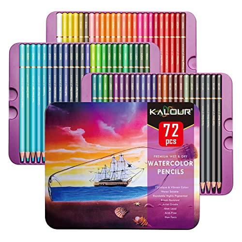 KALOUR Professional Watercolor Pencils, Set of 72 Colors