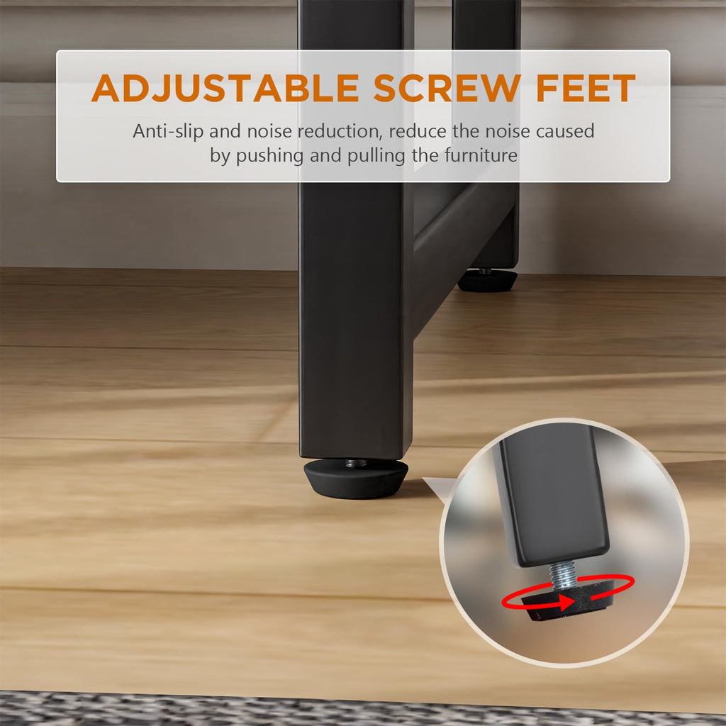 PayLessHere | Escritorio para computadora de 32 pulgadas | color café | Escritorio de oficina con estructura metálica, patas ajustables | Superficie resistente al agua y a los arañazos | Mesa de