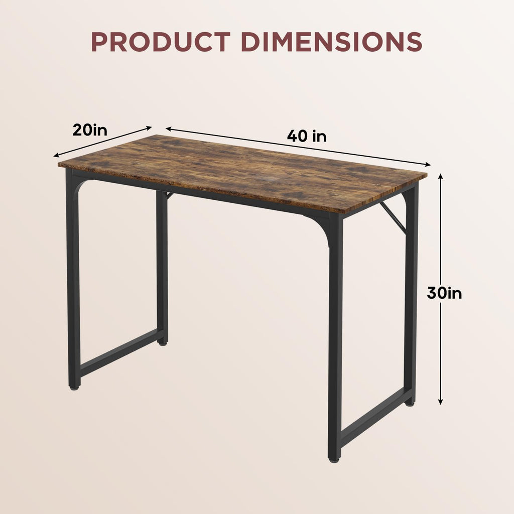 PayLessHere | Escritorio para computadora de 32 pulgadas | color café | Escritorio de oficina con estructura metálica, patas ajustables | Superficie resistente al agua y a los arañazos | Mesa de