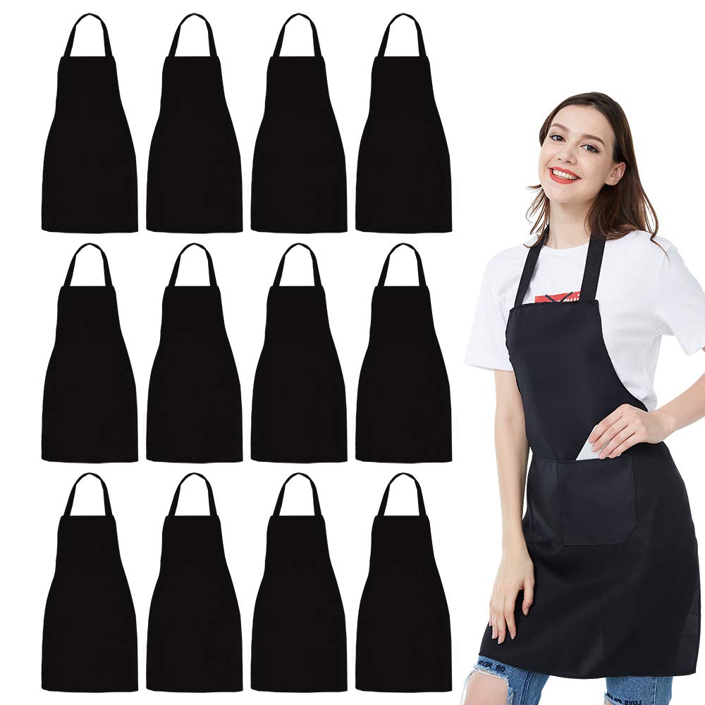 NOBONDO 12 Pack Bib Apron - Unisex Black Apron