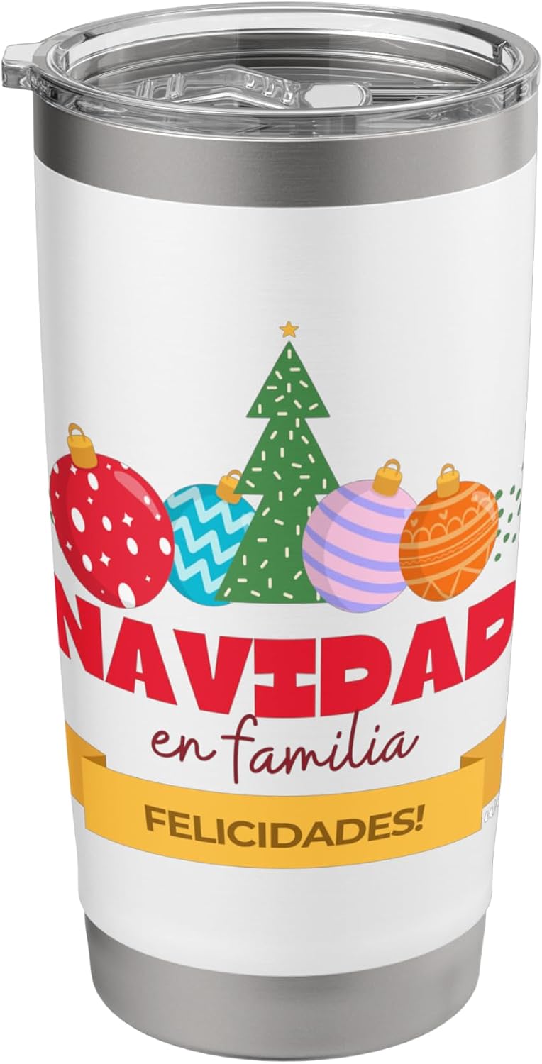 Vaso aislado de acero inoxidable de Navidad en familia