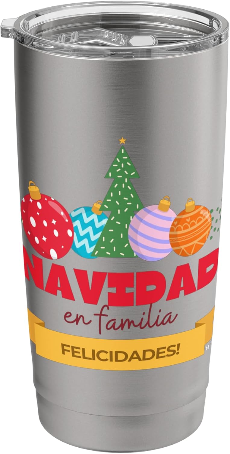 Vaso aislado de acero inoxidable de Navidad en familia