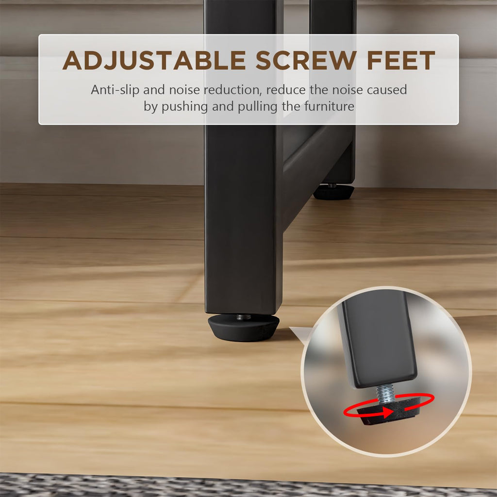 PayLessHere | Escritorio para computadora de 32 pulgadas | color café | Escritorio de oficina con estructura metálica, patas ajustables | Superficie resistente al agua y a los arañazos | Mesa de