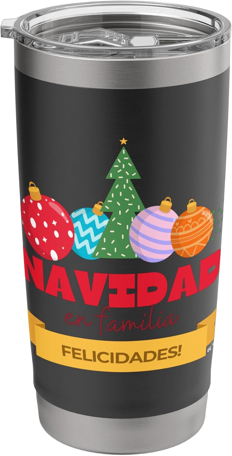 Vaso aislado de acero inoxidable de Navidad en familia