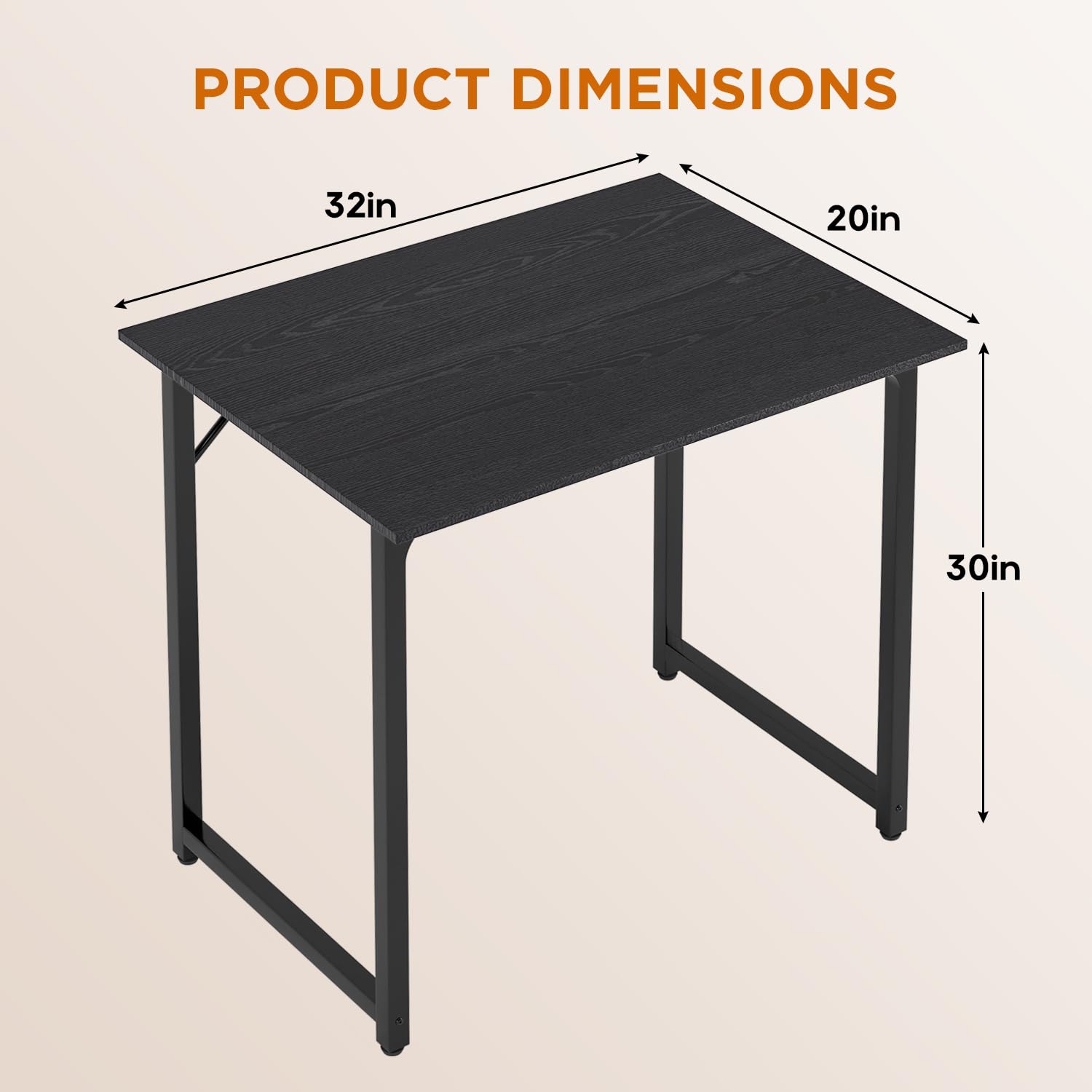 PayLessHere | Escritorio para computadora de 32 pulgadas | color café | Escritorio de oficina con estructura metálica, patas ajustables | Superficie resistente al agua y a los arañazos | Mesa de