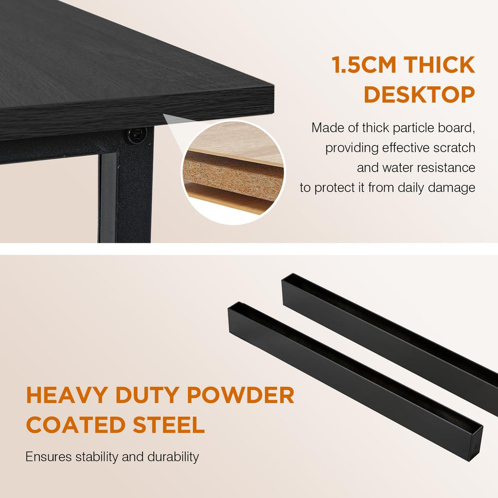 PayLessHere | Escritorio para computadora de 32 pulgadas | color café | Escritorio de oficina con estructura metálica, patas ajustables | Superficie resistente al agua y a los arañazos | Mesa de