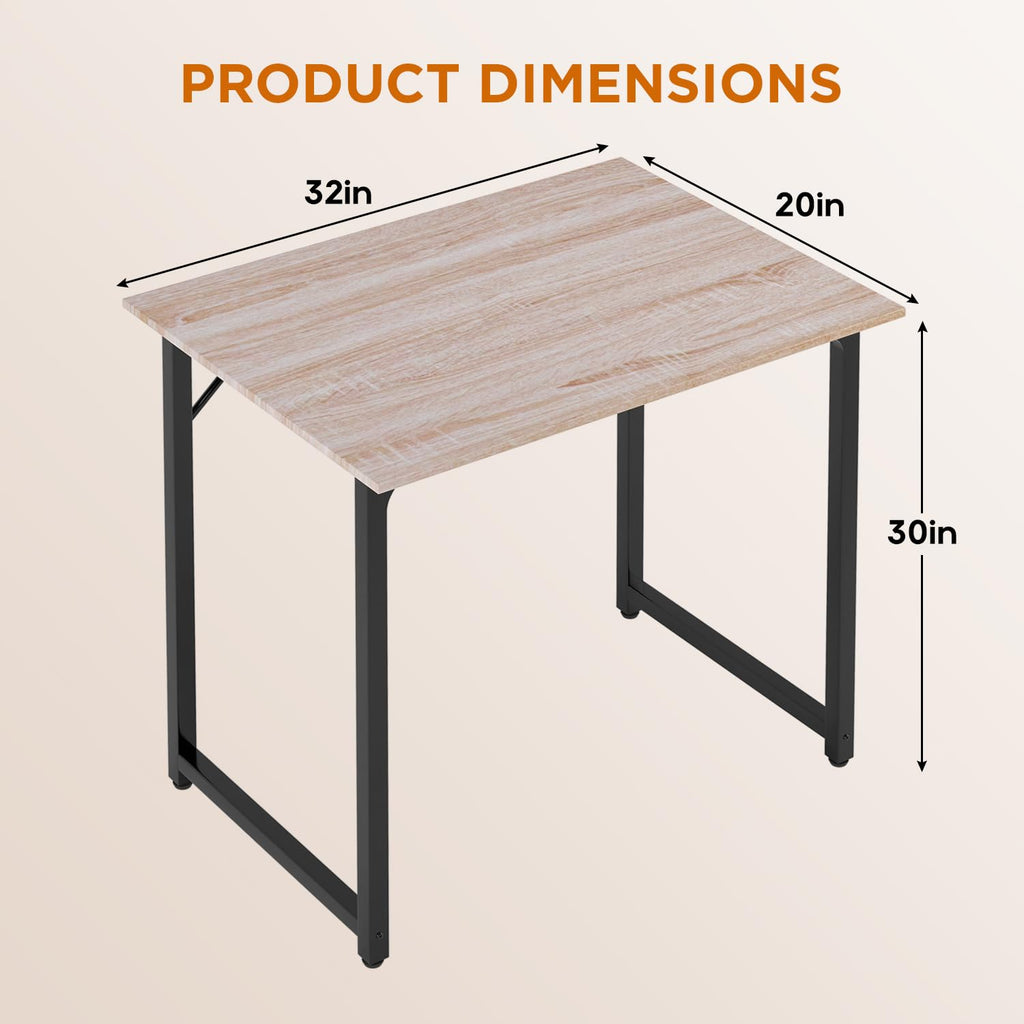 PayLessHere | Escritorio para computadora de 32 pulgadas | color café | Escritorio de oficina con estructura metálica, patas ajustables | Superficie resistente al agua y a los arañazos | Mesa de