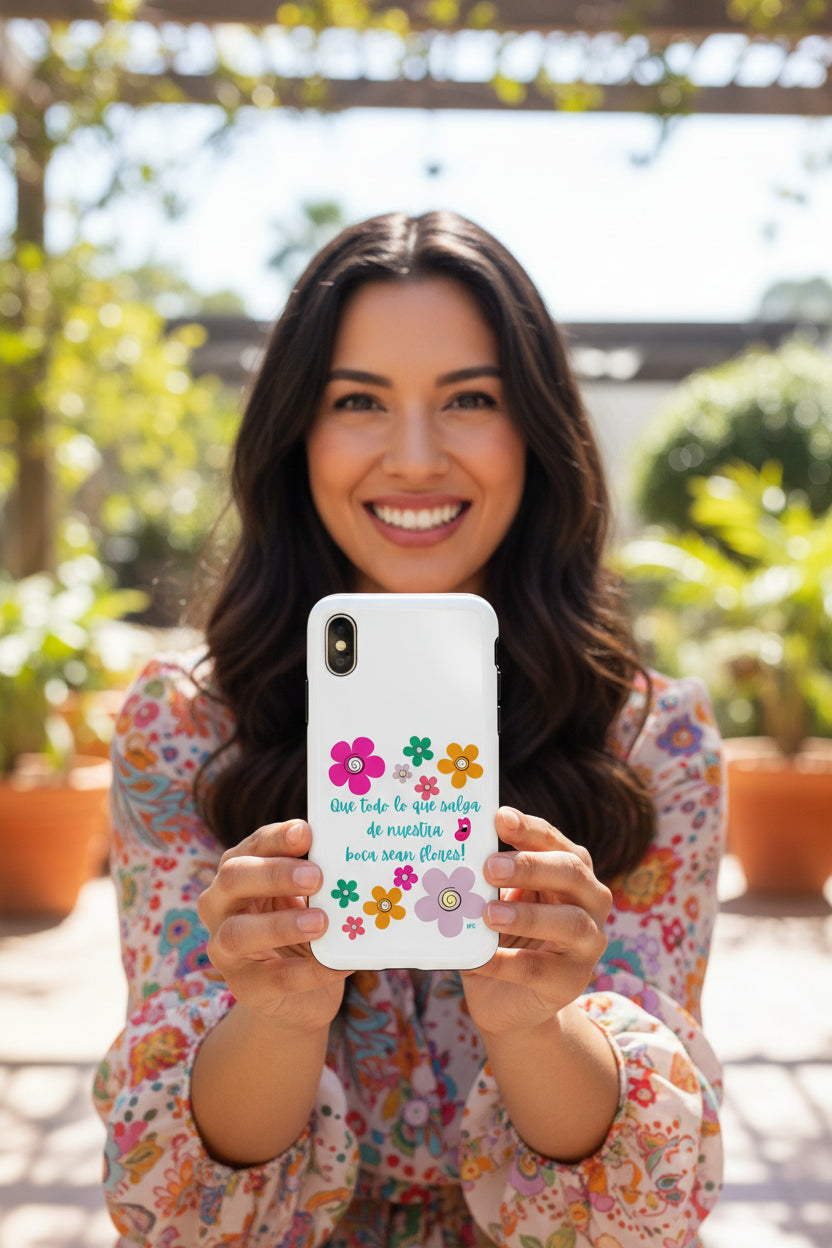 iPhone 15 Que todo lo que salga de nuestra boca sean flores Case