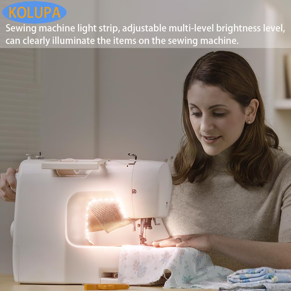 Tira de luz para máquina de coser, tira de luz LED adhesiva de 11.8 pulgadas, tira de luz decorativa regulable de varios niveles, lámpara de costura USB conectable, cable de alimentación de 5.6 pies, luz blanca fría