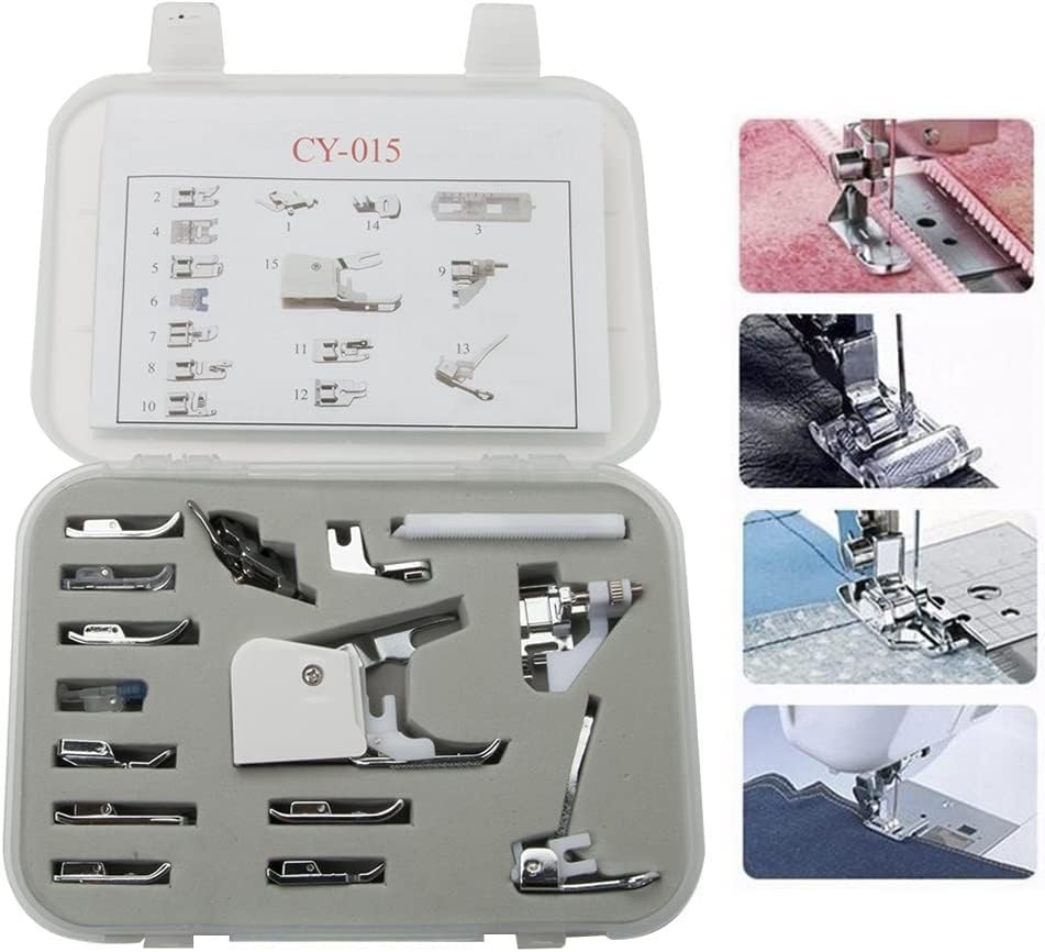 Kit universal de 15 piezas para máquina de coser, prensatelas para caminar, OEM adecuado para Babylock Janome Brother New Home Singer Kenmore Simplicity Toyota Necchi