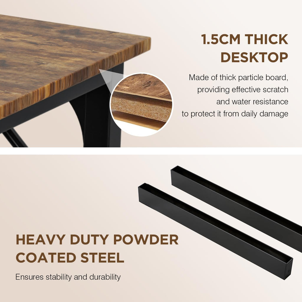 PayLessHere | Escritorio para computadora de 32 pulgadas | color café | Escritorio de oficina con estructura metálica, patas ajustables | Superficie resistente al agua y a los arañazos | Mesa de