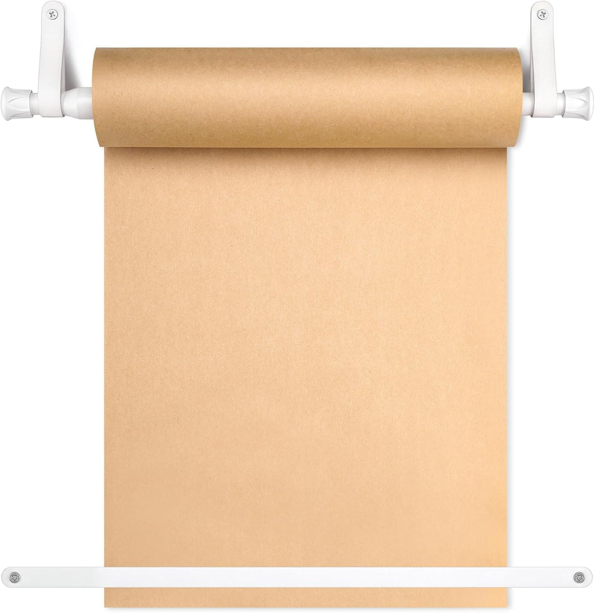 Vicenpal Dispensador de rodillos de papel kraft de 15.5 pulgadas con rollo Kraft de 98.4 ft para listas de tareas, dibujo de bricolaje, tomar notas, obras de arte, inspiración (blanco)