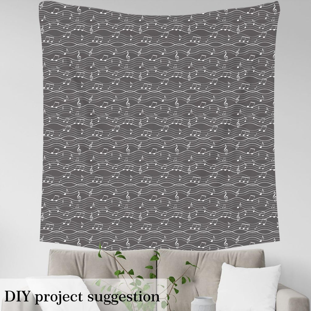 Music Upholstery Fabric, Musical Notes Melody Fabric by The Yard, Strip Lines Quilt Fabric by The Yard, Music Rhythm Decorative Fabric for Upholstery and Home Accents, 1 Yard, Black