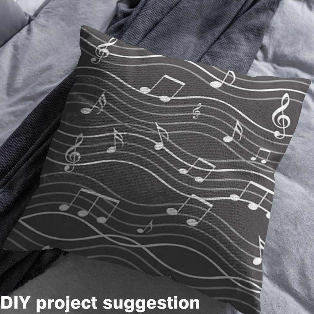 Music Upholstery Fabric, Musical Notes Melody Fabric by The Yard, Strip Lines Quilt Fabric by The Yard, Music Rhythm Decorative Fabric for Upholstery and Home Accents, 1 Yard, Black