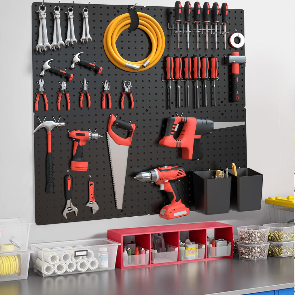 FZK Tablero de clavijas, kit de 36 piezas, incluye 4 tableros blancos y accesorios, tablero de clavijas de plástico, con ganchos, organizador de pared para oficina, sala de manualidades