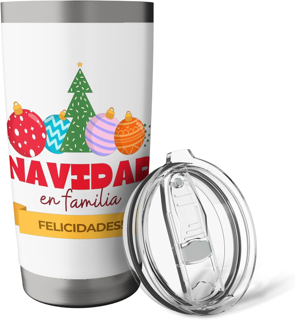 Vaso aislado de acero inoxidable de Navidad en familia