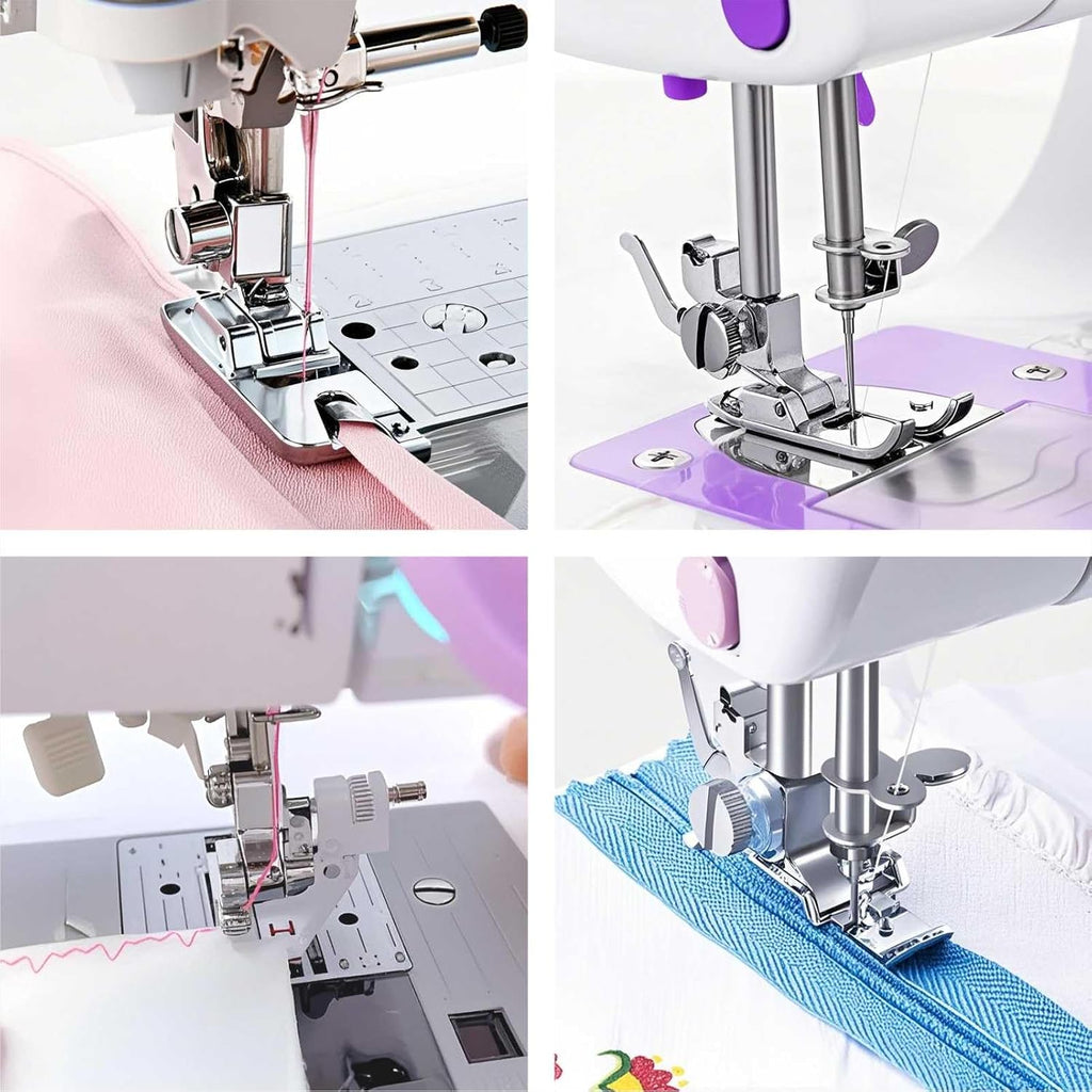 Kit de 11 pies prensatelas para máquina de coser, pies de dobladillo enrollado, pie con cremallera invisible para máquina de coser de vástago bajo, pies a presión compatibles con Singer