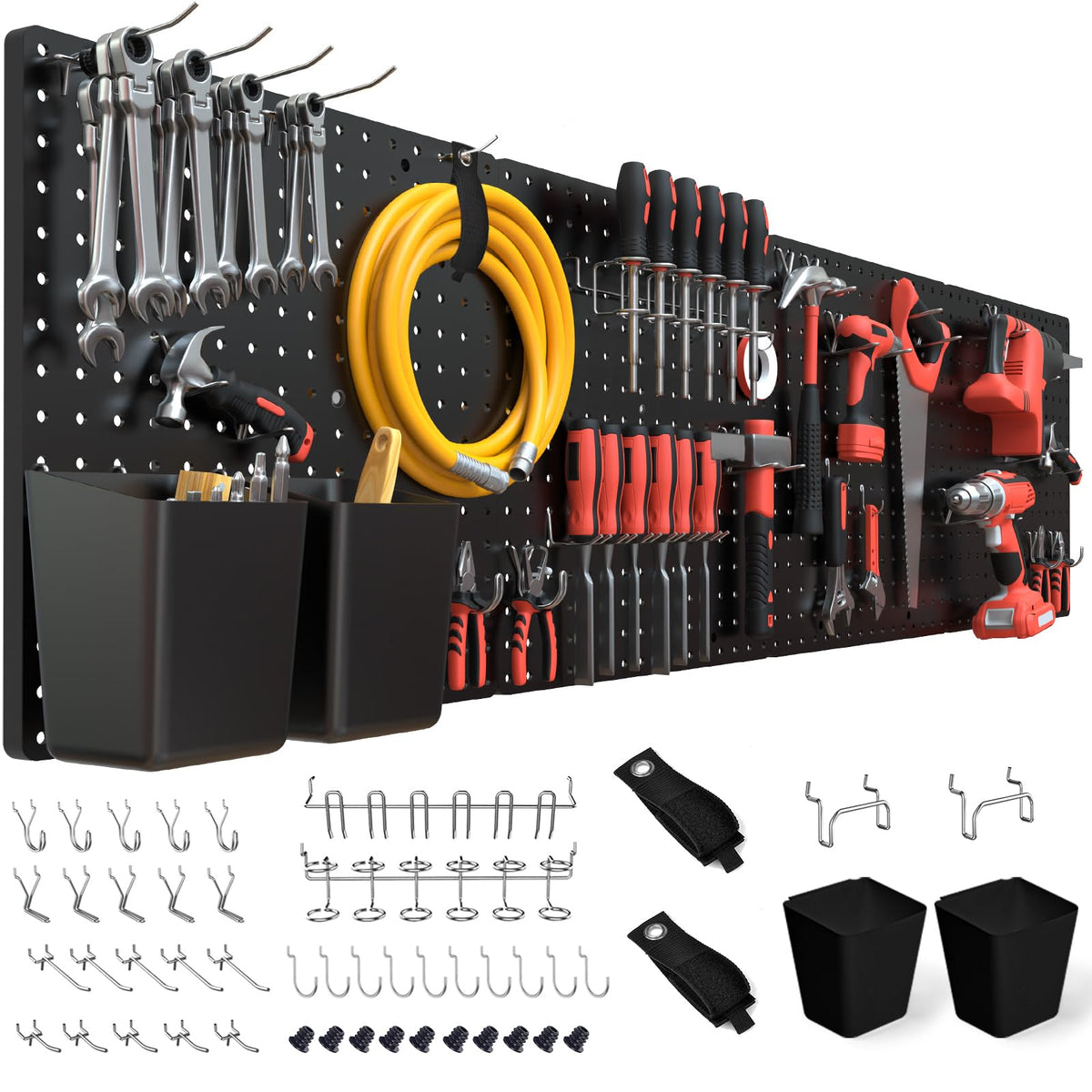 FZK Tablero de clavijas, kit de 36 piezas, incluye 4 tableros blancos y accesorios, tablero de clavijas de plástico, con ganchos, organizador de pared para oficina, sala de manualidades