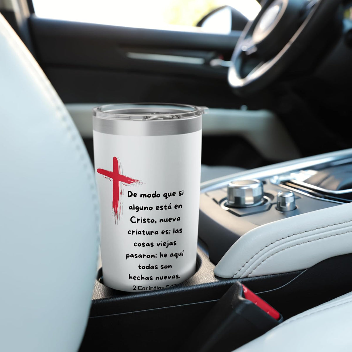 De modo que si alguno esta en Cristo nueva Criatura es. Vaso aislado de acero inoxidable