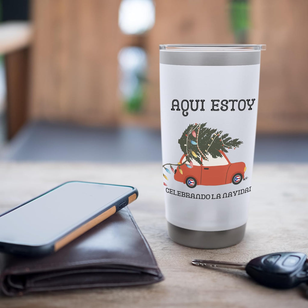Aqui estoy celebrando la navidad - Vaso aislado de acero inoxidable