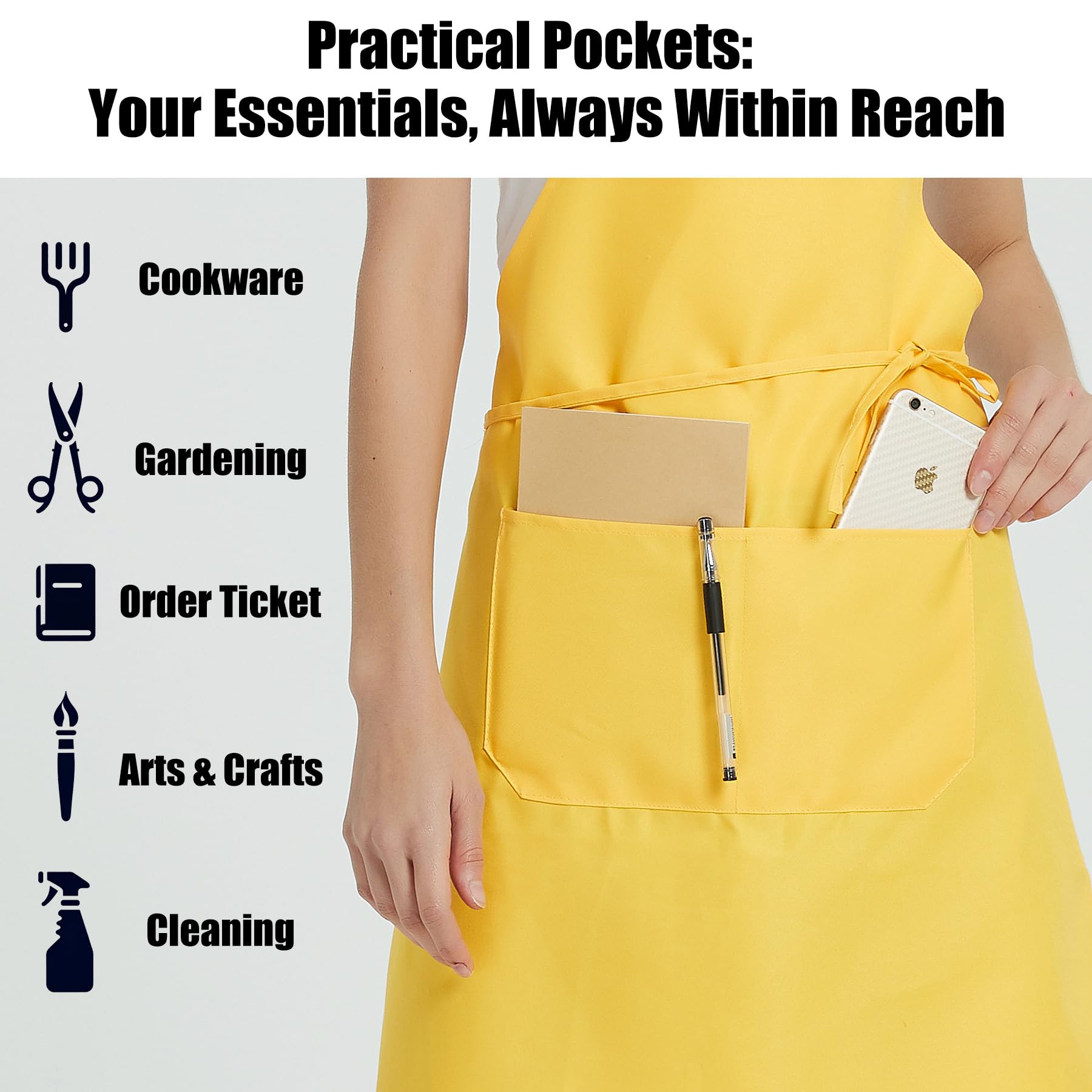 NOBONDO 12 Pack Bib Apron - Unisex Black Apron