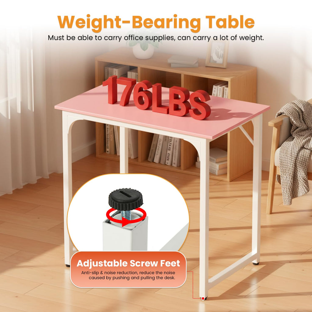 PayLessHere | Escritorio para computadora de 32 pulgadas | color café | Escritorio de oficina con estructura metálica, patas ajustables | Superficie resistente al agua y a los arañazos | Mesa de