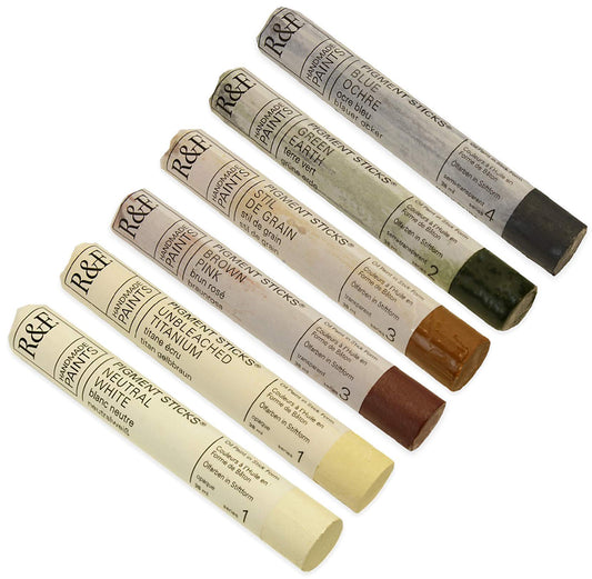 R&F Handmade Paints 2830 Oil Pigment Stick Set of 6 Colors Earth Tones