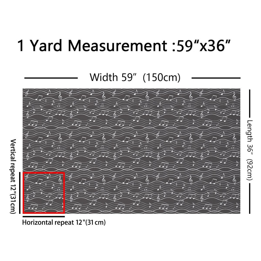 Music Upholstery Fabric, Musical Notes Melody Fabric by The Yard, Strip Lines Quilt Fabric by The Yard, Music Rhythm Decorative Fabric for Upholstery and Home Accents, 1 Yard, Black