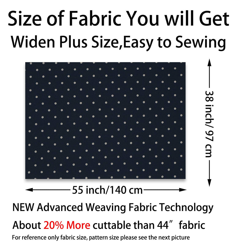 Master FAB -100% Cotton Fabric by The Yard for Sewing DIY Crafting Fashion Design Printed Floral(Navy with Dots)