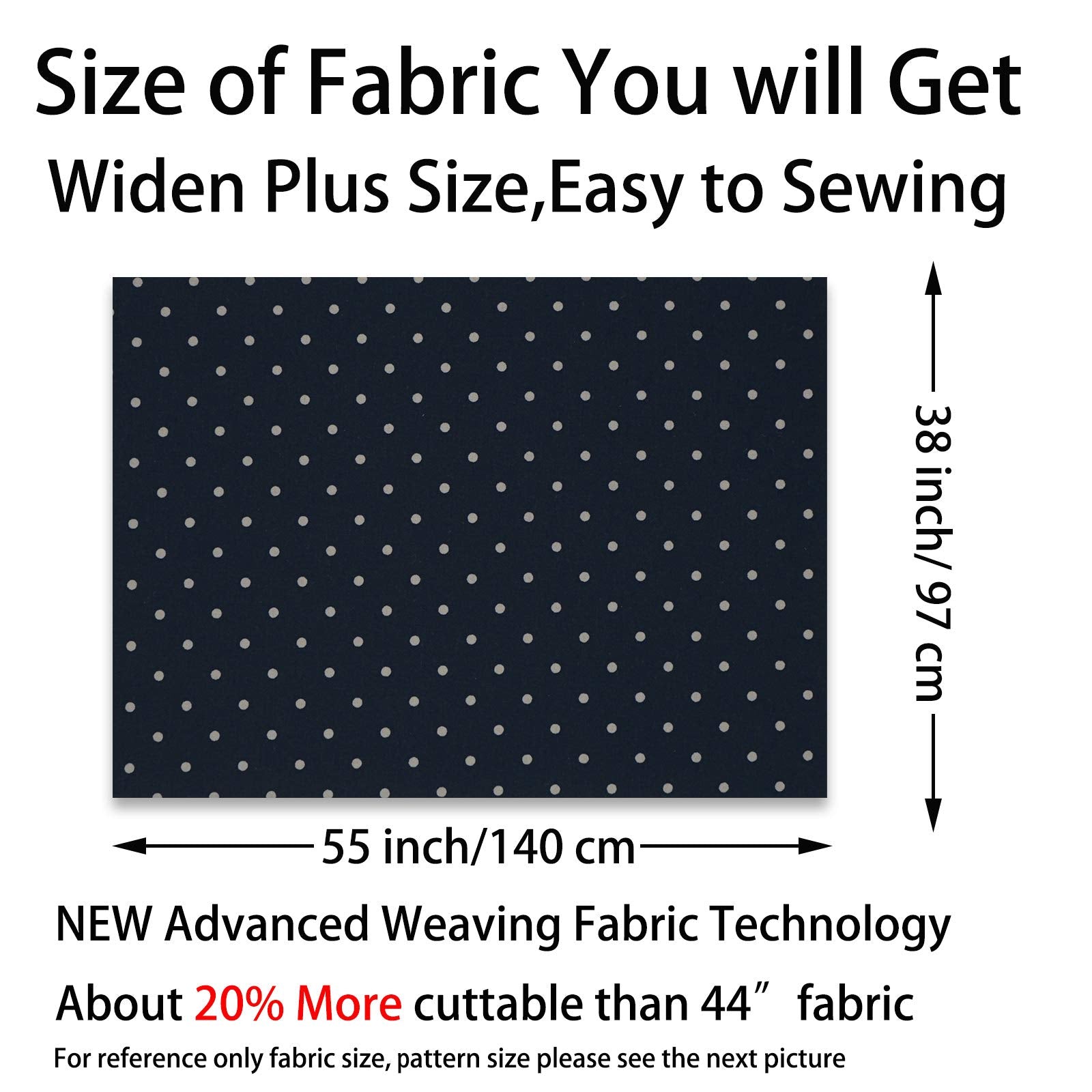 Master FAB -100% Cotton Fabric by The Yard for Sewing DIY Crafting Fashion Design Printed Floral(Navy with Dots)