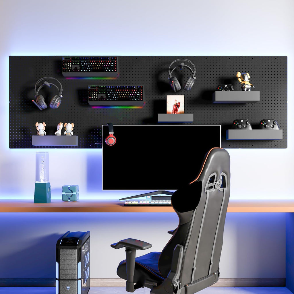 FZK Tablero de clavijas, kit de 36 piezas, incluye 4 tableros blancos y accesorios, tablero de clavijas de plástico, con ganchos, organizador de pared para oficina, sala de manualidades