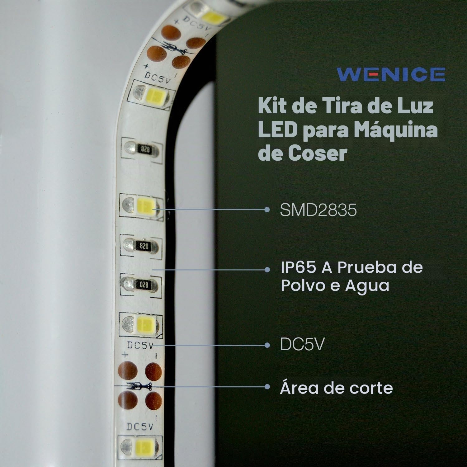 Luz LED para máquina de coser para fines decorativos con atenuador táctil, luz para máquinas de coser, 1 juego