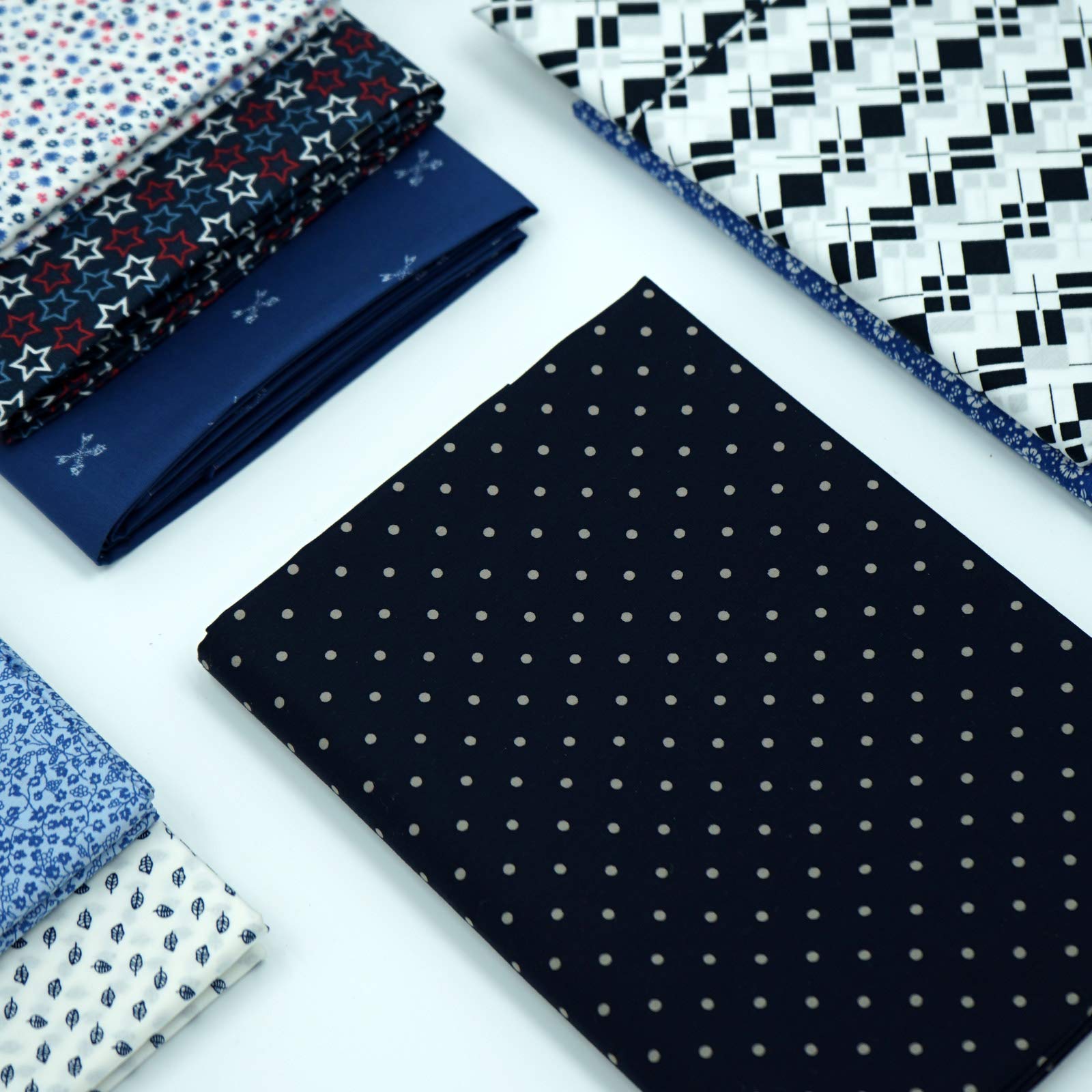 Master FAB -100% Cotton Fabric by The Yard for Sewing DIY Crafting Fashion Design Printed Floral(Navy with Dots)