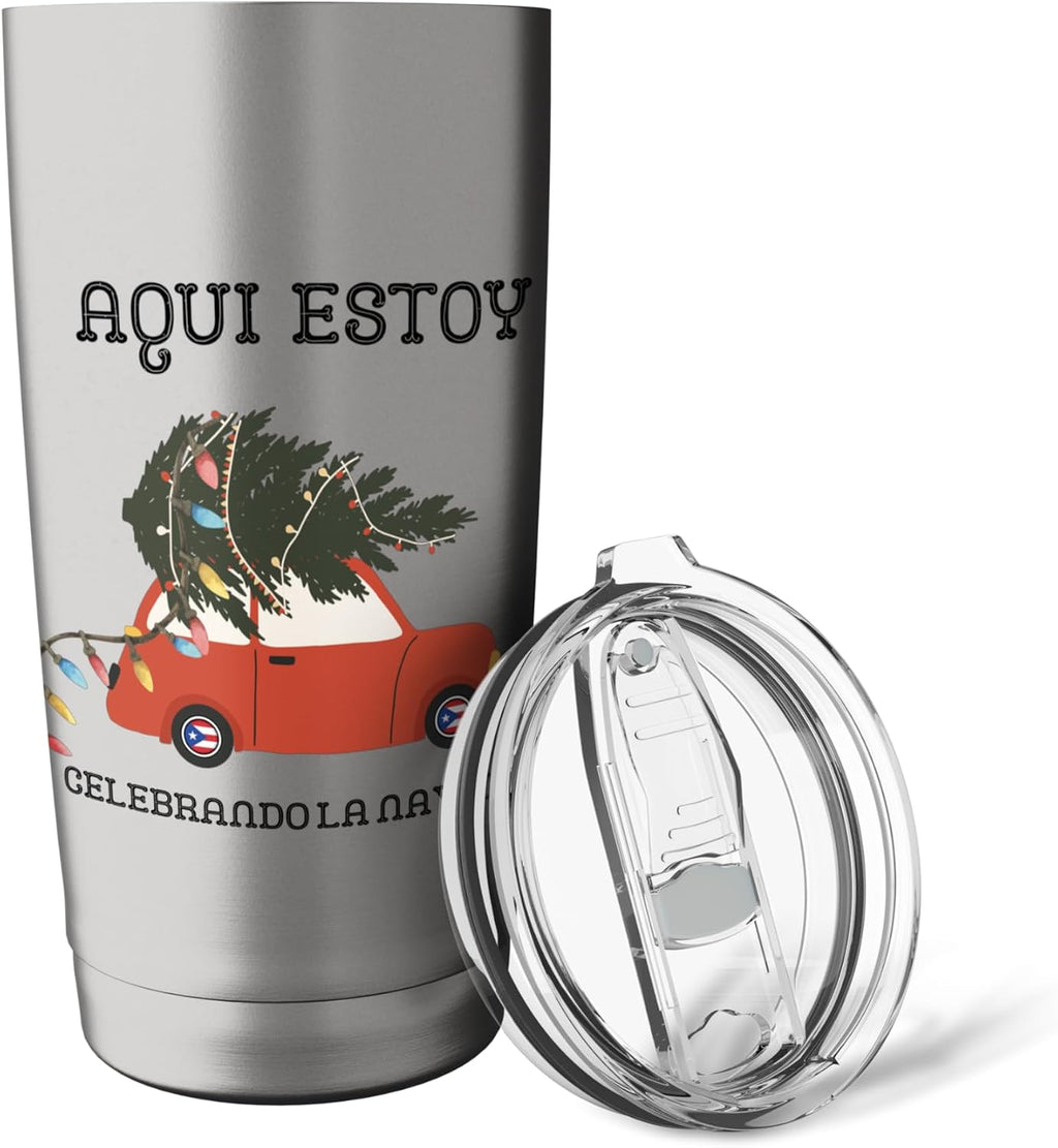 Aqui estoy celebrando la navidad - Vaso aislado de acero inoxidable