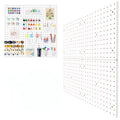 FZK Tablero de clavijas, kit de 36 piezas, incluye 4 tableros blancos y accesorios, tablero de clavijas de plástico, con ganchos, organizador de pared para oficina, sala de manualidades