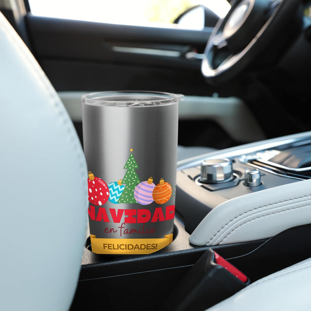 Vaso aislado de acero inoxidable de Navidad en familia