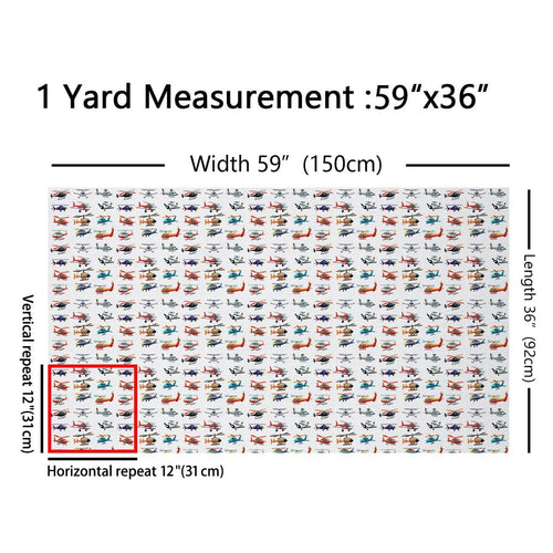 Aircraft Decorative Fabric, 3D Print Various Airplane Fabric By The Yard for Kids Boys, Fighter Flight Helicopter Upholstery Fabric for Chairs, Cartoon Aviation Theme Waterproof Fabric 1 Yard