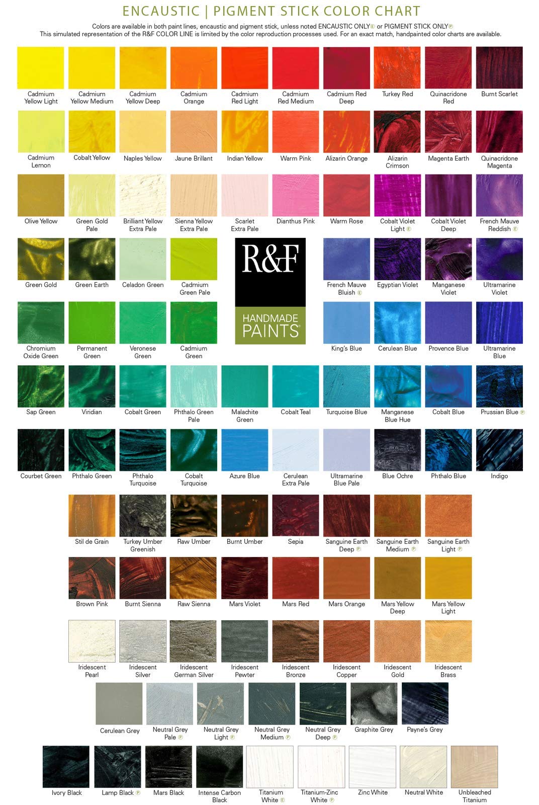 R&F Handmade Paints 2830 Oil Pigment Stick Set of 6 Colors Earth Tones