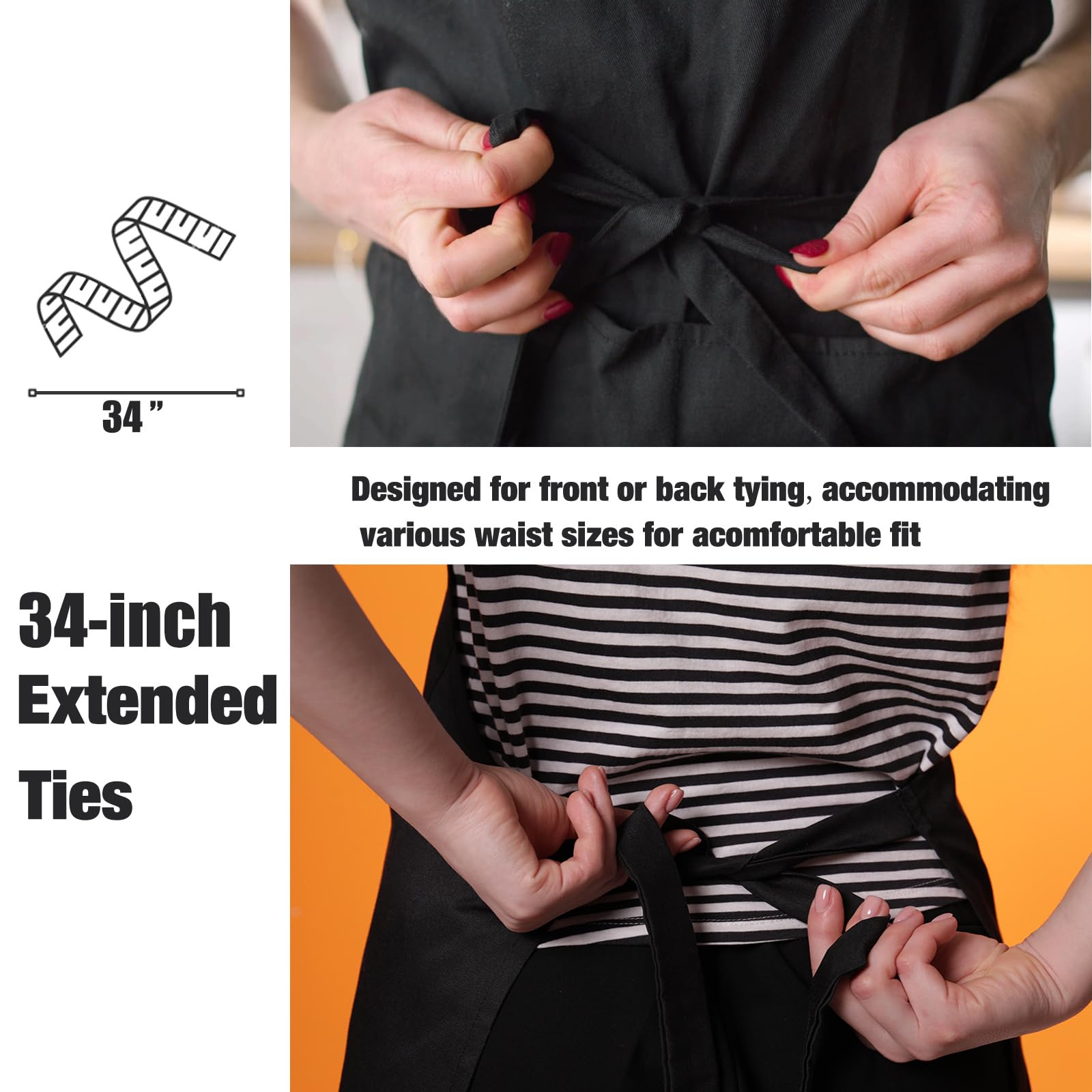 NOBONDO 12 Pack Bib Apron - Unisex Black Apron