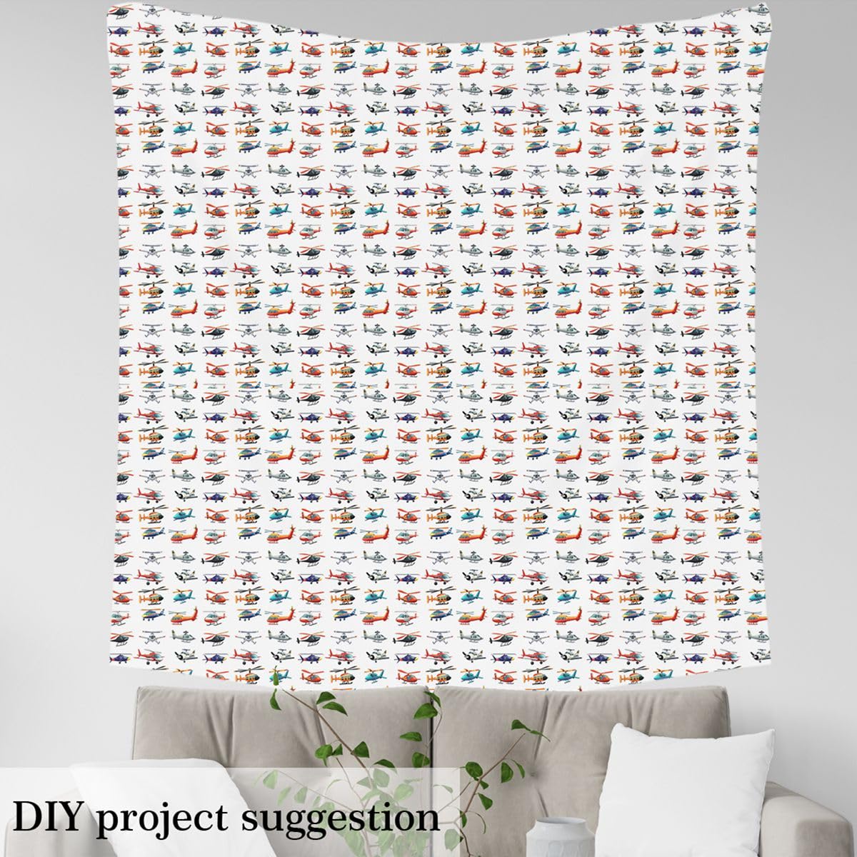 Aircraft Decorative Fabric, 3D Print Various Airplane Fabric By The Yard for Kids Boys, Fighter Flight Helicopter Upholstery Fabric for Chairs, Cartoon Aviation Theme Waterproof Fabric 1 Yard